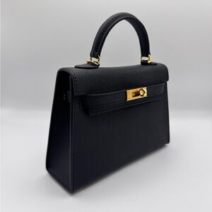 19CM Epsom Leather Top Handle Mini Bag - Black